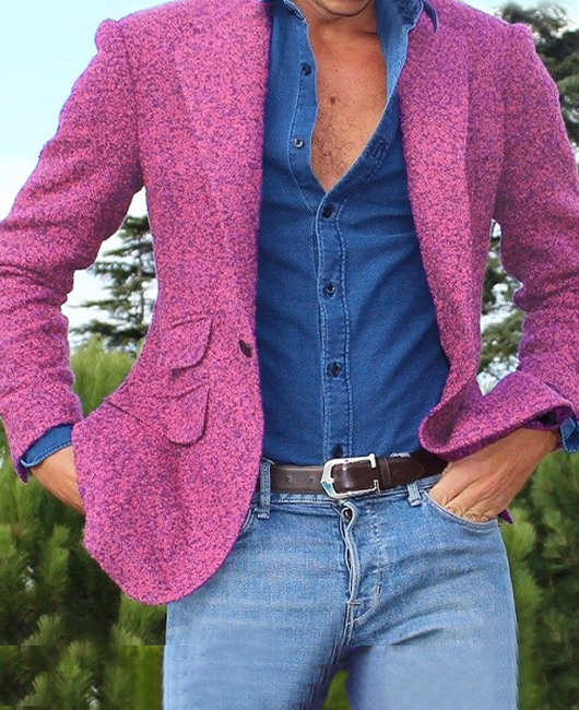 OK Casual Pinkish Purple Lapel Collar One Button Blazer